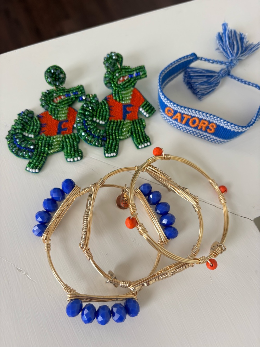 Florida Gators Blue & Orange Beaded Bracelet Set (6 pieces, like brand new)